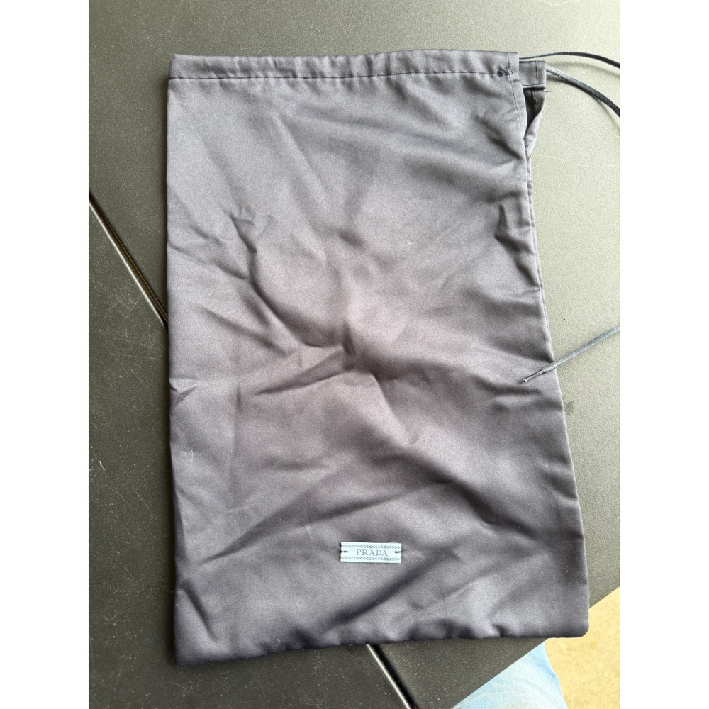 Prada Navy Blue Satin Drawstring Dust Bag Storage Pouch Logo Label 14.5x9.5